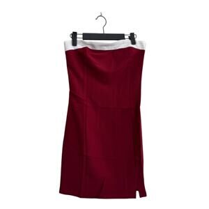 NWOT Women's Red Wine White Strapless Sundress Dress Y2K Bodycon Small